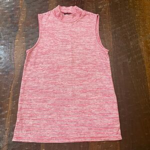 Banana Republic Red and White Striped High Neck Tank Top